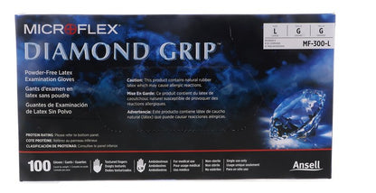 Ansell MICROFLEX Diamond Grip MF-300 Exam Standard Gloves - Size L, Natural (Bundle of 200)