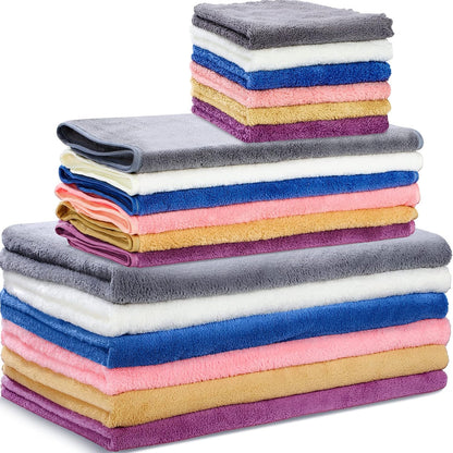 18 Set 6 6 6 Moukeren Pcs Microfiber Bath Towel Bath Towels Hand Towels Washcloths Soft Coral Velvet Highly Absorbent