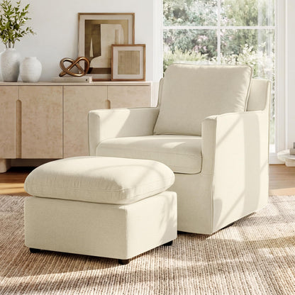 KISLOT Swivel Accent Chair with Ottoman, Rocking Recliner 360 Degree Swivel Armchair Machine-Washable Cover for Nursery Living Room Bedroom