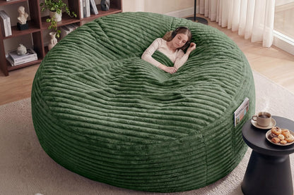 Claiks 8 Ft Giant Foam Bean Bag Chair, Oversized Couch with Removable Cover, Soft Plush Bean Bag Chairs for Adults and for Kids Teens Adults in Living Room, Green