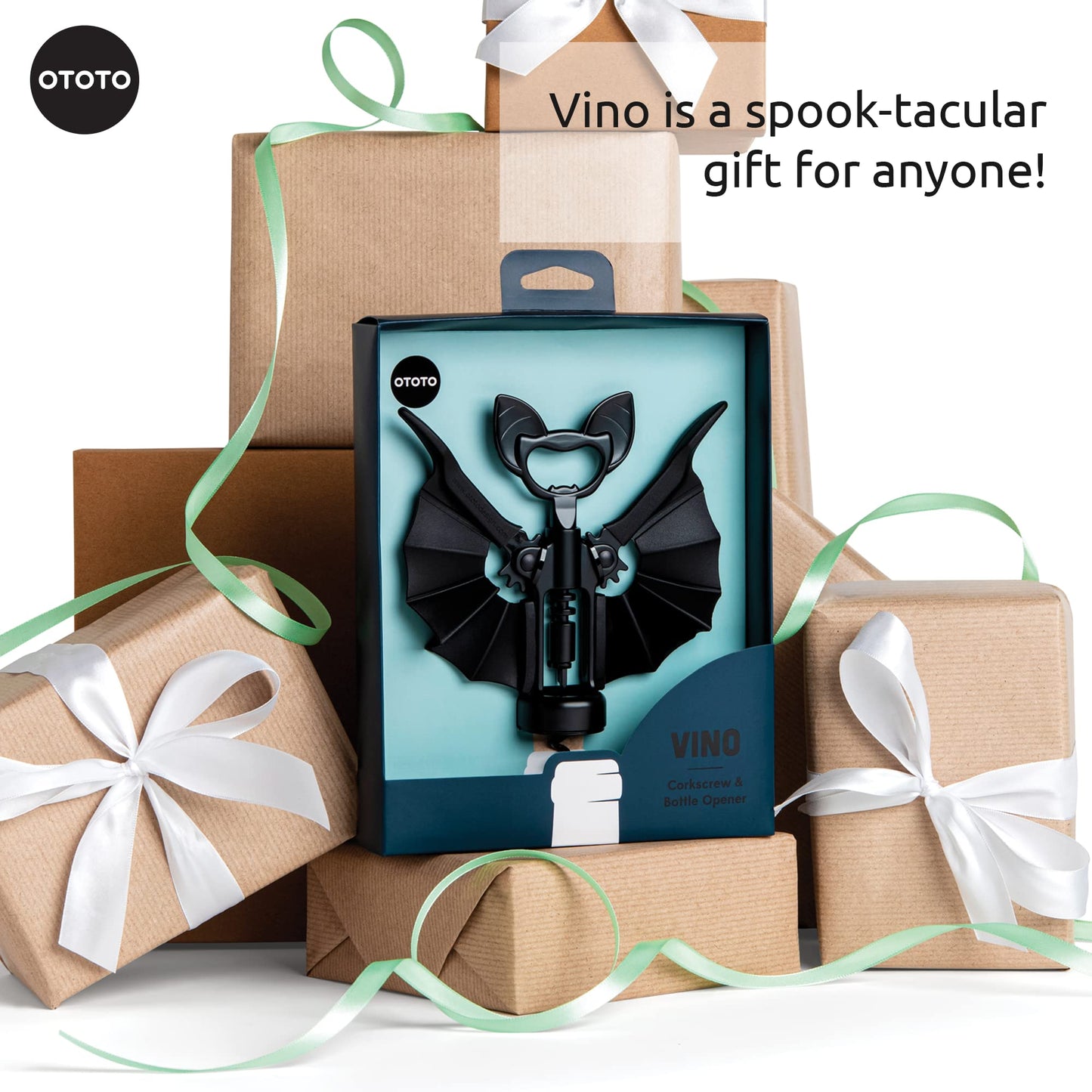 OTOTO Vino Spooky Bat 2-in-1 Wine & Beer Opener, Corkscrew & Bottle Opener - Goth Wine Accessories & Gifts for Wine Lovers