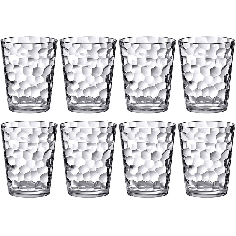 Amazing Abby - Iceberg - 10-Ounce Plastic Tumblers (Set of 8), Plastic Drinking Glasses, All-Clear Reusable Cups, Stackable, BPA-Free, Shatter-Proof, Dishwasher-Safe