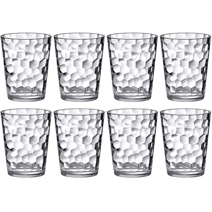 Amazing Abby - Iceberg - 10-Ounce Plastic Tumblers (Set of 8), Plastic Drinking Glasses, All-Clear Reusable Cups, Stackable, BPA-Free, Shatter-Proof, Dishwasher-Safe