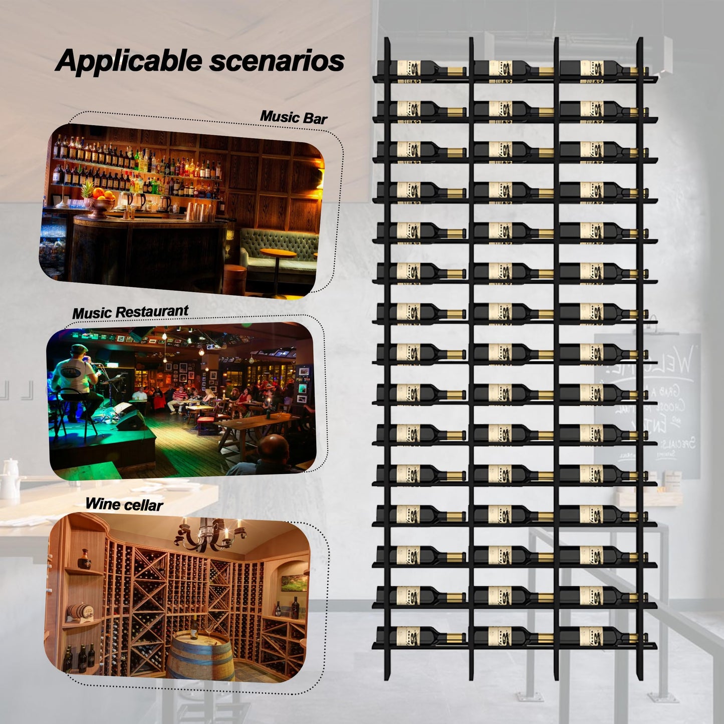 RAJYQODIS Large Wall Mount Wine Rack, 16 Tier 80 Bottle Wine Storage Organizer Display Holder, Modern Metal Wine Storage for Wine Cellars, Home Bars, Kitchens, and Dining Rooms