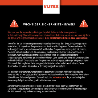 VLITEX Lithium Battery Storage Box L (Large) | Engineered in Germany | Fireproof E-Fiberglass & Silicone Blend | Certified Lipo Safe Bag Container