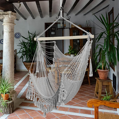 Hammock 330lbs, ChairMax Large Hanging Chair, Soft Cotton Rope Swing Chair with High Load-Bearing Metal Rod,Indoor