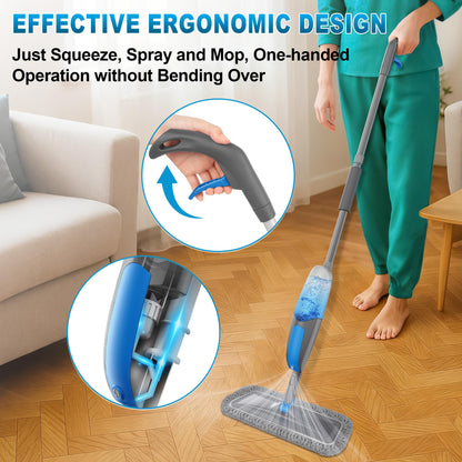 BPAWA Spray Mops for Floor Cleaning - Microfiber Wet Dry Dust Mop for Hardwood Laminate Wood Tile Vinyl Floors with 3 Washable Pads fit for Swiffer PowerMop