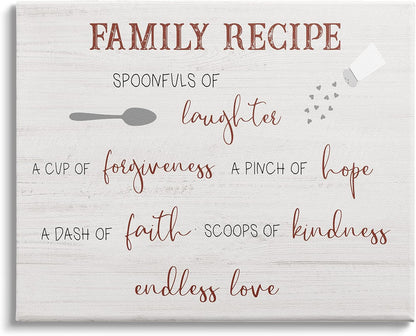 Stupell Industries Family Recipe Happiness Motivational Phrases Kitchen Puns Canvas Art