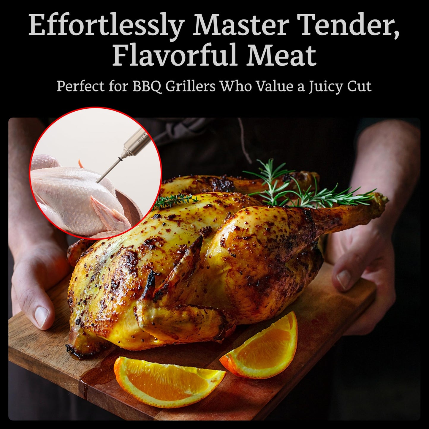 Premiala 304-Stainless Steel Meat Injector - With Marinade Straw! 4 Needles, Spare Orings, Ebook, Spares Available! The Original 2oz Marinade Injector Syringe Kit Creates Juiciest Turkey and BBQ Ever!