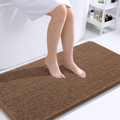 OLANLY Bathroom Runner Rugs - Extra Soft Chenille Bath Mats | Quick Dry, Machine Washable, 44x24 Mocha