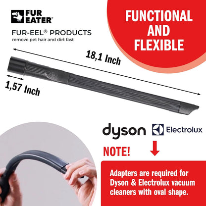 18.1 1 1/4 1 3/8 (32 35 mm), FUR-EEL Vacuum Crevice Tool, Extra Long in Flexible Attachment, Fits Round Hoses