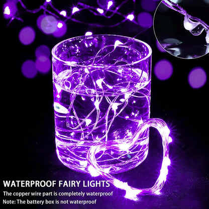 Skiennix 20 LED Purple Fairy Lights - 7Ft Twinkle String Lights | Battery Operated & Waterproof for Events