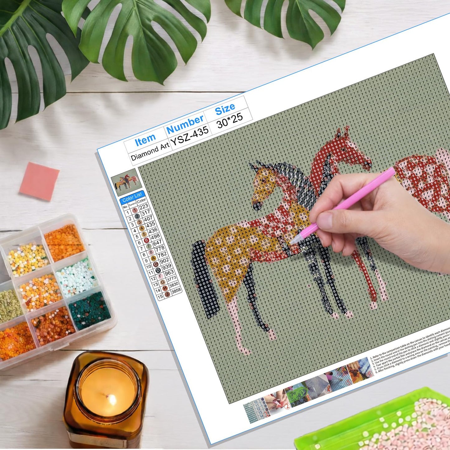 FOPENEM Modern Western Folk Art Horse Diamond Painting Kit for Adults Beginners 9.8x11.8 Inch, Abstract Whimsical Equestrianism Gem Diamond Painting Art Kits for Home Wall Decor