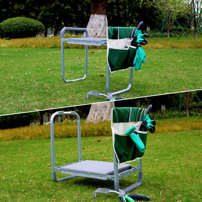 BDL Garden Kneeler Seat Foldable Durable Garden Stool with Tool Bag Pouch and Garden Gloves 330lb Capacity-Protects Your Knees, Clothes from Dirt & Grass Stains
