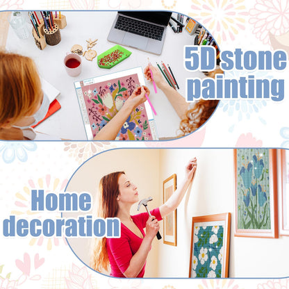 Trandraft 6 Pcs Diamond Art Paintings Kits 12 x 16 Inch Floral Diamond Art Accessories for Adults Wild Flowers Gem 5D DIY Crafts Aesthetic Wall Decor for Home