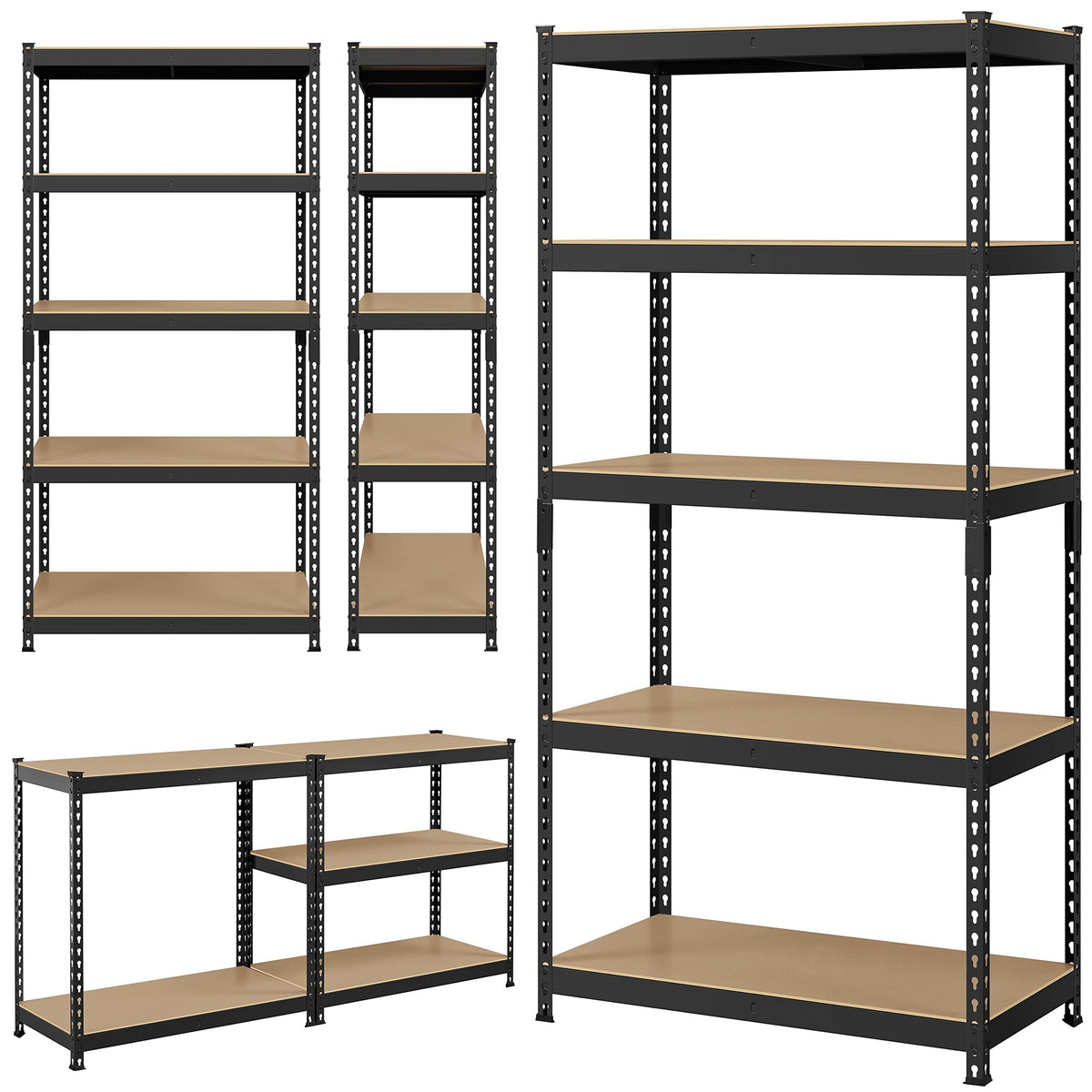Yaheetech Standing Shelf Units 5 Tier Shelving Unit, 3 Pack Adjustable Garage Shelving Metal Shelving Unit Utility Rack Heavy Duty Industrial Shelving, 35.5″ L × 17.5″ W × 72″ H - Black