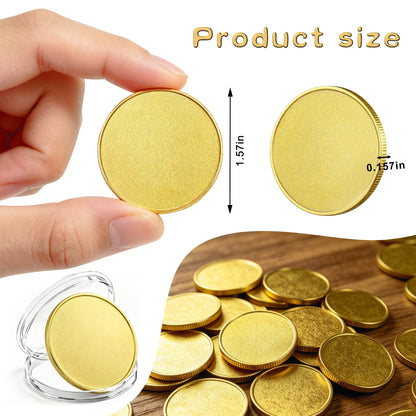 QZV 12 Pcs Brass Coin Blanks with Acrylic Protection Box, 40mm Blank Coins for Laser Engraving Stamping DIY Crafts Commemorative Collection and Gifts