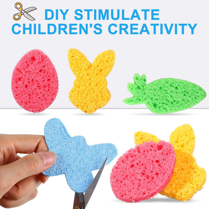 Zhengmy 100 Pieces Sponges Bulk Sponges Kitchen Compressed Sponge Natural Dish Sponge Compressed Wood Pulp Cleaning Without Scratching for Kitchen Bathroom, 3.9 x 2.4 x 0.12 Inch (Multicolor)