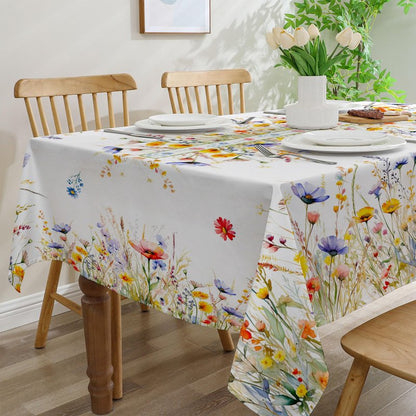 cusugbaso Spring Tablecloth 60x84 Inch for Rectangle Tables - Blooming Flower Spring Decorations for Home - Water Resistant Flower Table Cloth for Party,Table