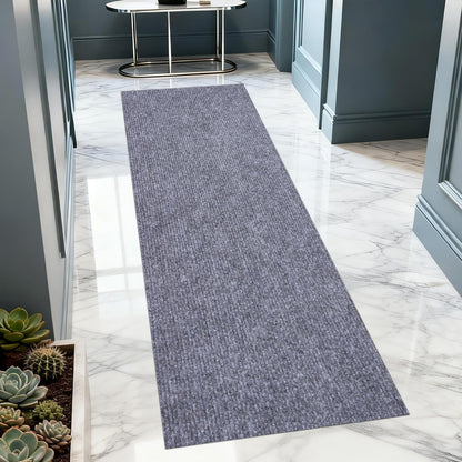 Extra Long 3x10 ft Runner Rug for Hallway, Non-Slip Indoor Outdoor Carpet with TPR Backing, Durable Waterproof Mat for Kitchen, Patio, Balcony, Garage, Deck, Entryway, Stair, Grey Fine Stripes