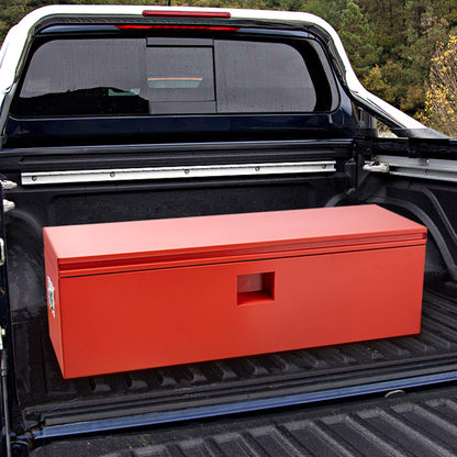GarveeLife Heavy Duty Steel Truck Bed Toolbox – 36x15in Waterproof Storage Chest with Dual Hydraulic Levers, Lock & Keys, Garage & Workshop Organizer for Pickup, RV, Trailer – Red - MHL
