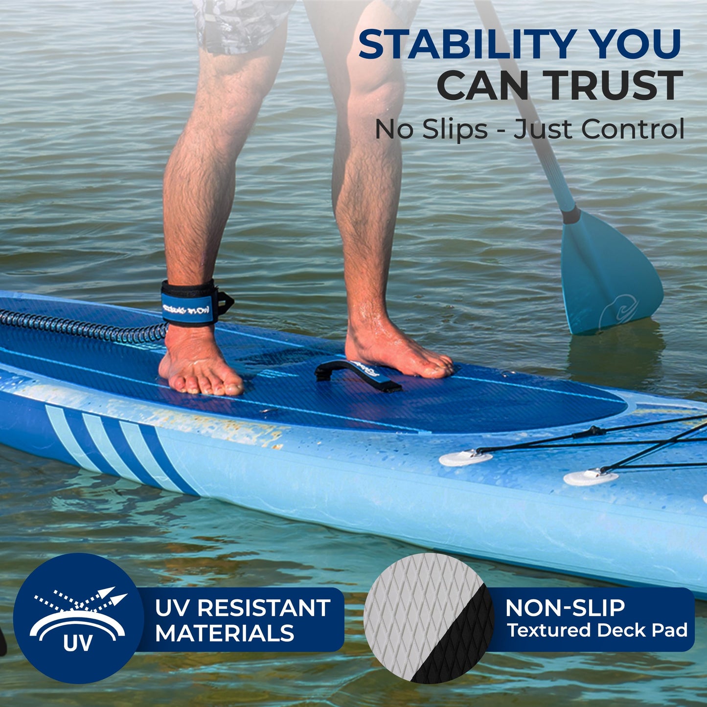 SereneLife 10’6” Inflatable Stand Up Paddle Board with Premium SUP Accessories - 32” Wide Stable Design with Non-Slip EVA Deck Pad, for Youth and Adults, 350 lbs. Capacity