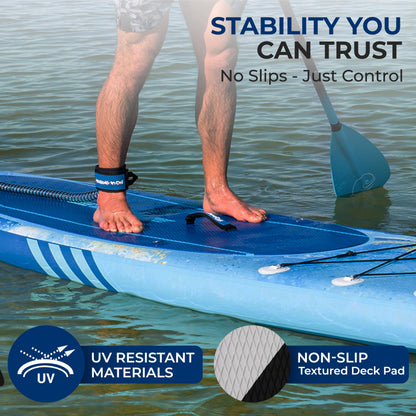 SereneLife 10’6” Inflatable Stand Up Paddle Board with Premium SUP Accessories - 32” Wide Stable Design with Non-Slip EVA Deck Pad, for Youth and Adults, 350 lbs. Capacity