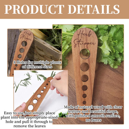 Pottery Herb Stripper Ceramic Herb Stripper Herb Stripping Tool Vegetable Leaf Remover 8 Different Apertures Suitable for Herbs Chef Gifts Cooking Housewives (Wooden) (Caramel)