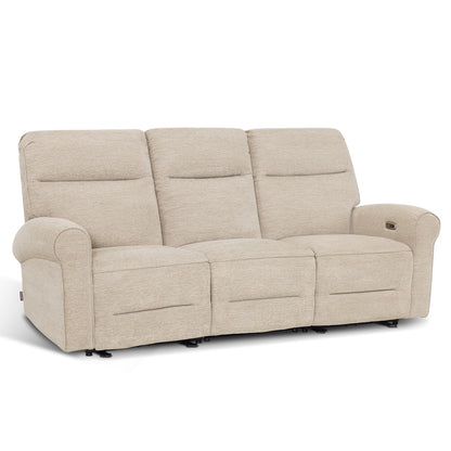 MCombo 87.8" Wall Hugger Power Reclining Sofa with Drop Down Table, 3-Seater Recliner Couch for Small Spaces Living Room RV, USB Ports, Fabric PR635M3 (Beige)
