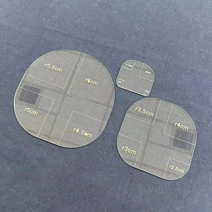 YICBOR 1/4 Acrylic Quilting Template Set - 3pcs/Set Curved Corner Patchwork Ruler for Bag Making, Tea Coasters & Sewing Pattern Design, High Transparency DIY Craft Tools