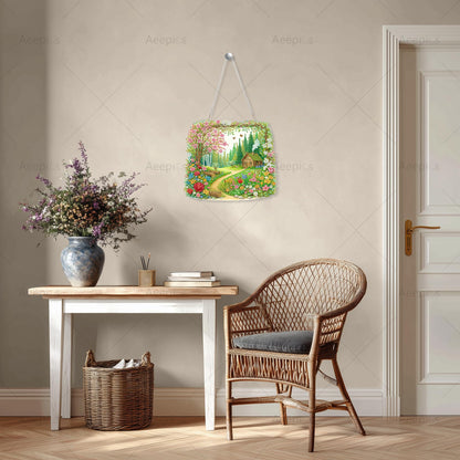 Aeepics Hanging Diamond Art Kit for Adult, DIY Diamonds Painting Pendant Ornament Kit, Acrylic Diamond Art Painting Board Kit (Cabin in The Wood)