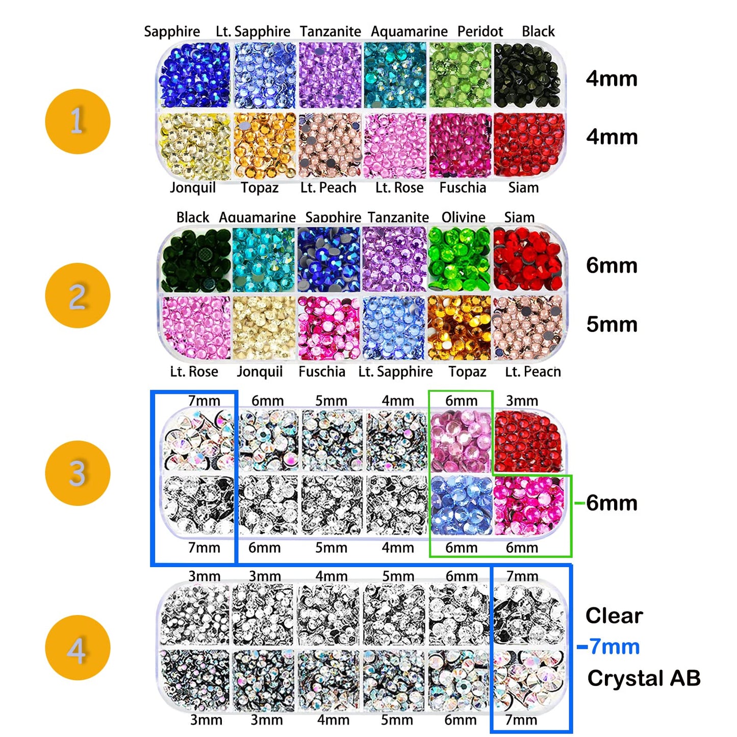 esseelove Bedazzler Kit with Rhinestones, Hotfix Applicator, DIY Hot Fix Rhinestone Setter, Hot Fixed Bedazzling Kit, 4380 Pcs, Crystal AB, Clear, 14 Colors, Box Set