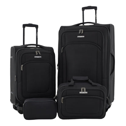 Travelers Club 4 Piece Soulana Luggage & Travel Set, Black