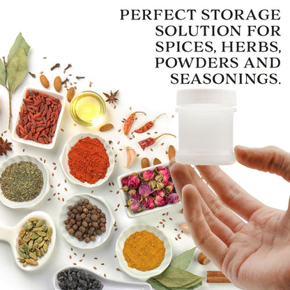 Cornucopia Brands Mini Plastic Spice Jars w/Sifters (12-Pack, White); 2 Tablespoon Capacity (1 Fluid Ounce) Spice Bottles for Travel, Glitter, Gifts, Favors