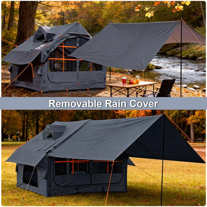 Inflatable Tents for Camping with Stove Jack, Electric Pump Blow Up Tent with Large Removable Tarps,Easy Setup Air Tent House, Waterproof Inflatable Hot Tent for Camping