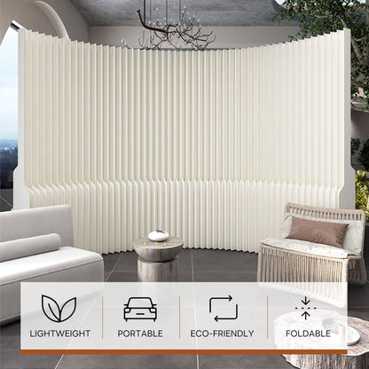 Paper Room Divider，Folding Privacy Screen, Portable Paper Room Partition, Accordion wall Divider for Dorm Office Studio Exhibition Salon (6.6'W x 5.3'H)