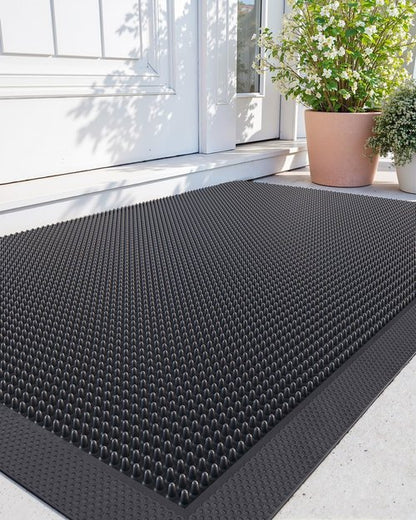 DEXI Front Door Mat Outside Entrance, 24x36 Heavy Duty Non-Slip Rubber Entry Mats, Dirt Trapping Waterproof Low-Profile Welcome Doormat for Entryway, Black