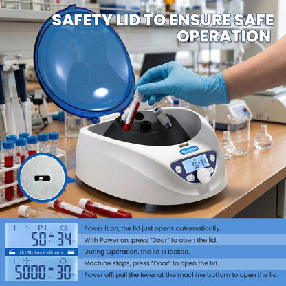 Mxmoonant Centrifuge Machine, Lab PRP Benchtop Centrifuges 300-5000RPM Electric Centrifuga with LCD Display, 6x15mL Rotor for 15/10/7/5/2/1.5mL Tubes