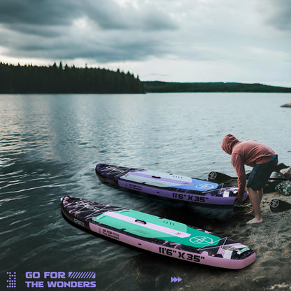 UPWELL 11'6"×35" Extra Wide Inflatable Paddle Board, Stand Up Paddle Board, Sup Paddle Boards for Adults, Mech Purple