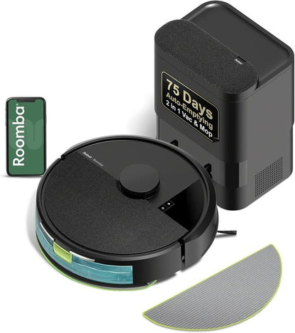 iRobot Roomba 104 2-in-1 Vacuum & Mop Robot - Self-Emptying, Powerful Suction, Pet Hair Friendly, Smart Navigation