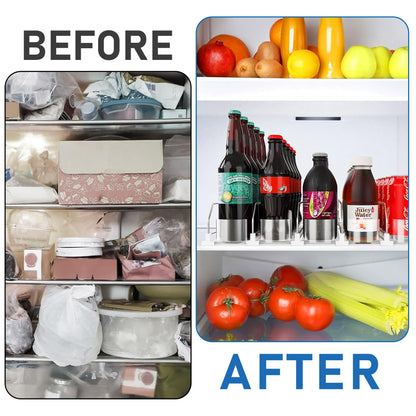 Drink Organizer for Fridge, Soda Can Organizer Dispenser for Refrigerator with Automatic Pusher Glide, Width Adjustable Clear Dividers Can Holder for 15 Cans, 115''D x 8.9''W x 3.1''H, 3 Rows