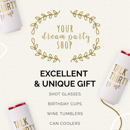 Talk Thirty to Me Can Coolers - Set of 12 for 30th Birthday Decorations and Party Favors
