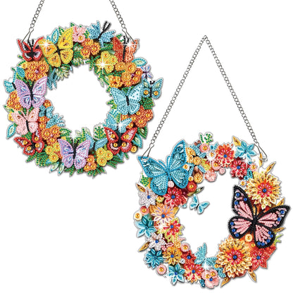 Muzagroo Art Garland Diamond Art Kits for Adults 5D Diamond Hanging Ornament Kits for Windows DIY Special Shaped Diamond Dot Kits Crystal Window Hanging Pendant 2PCS (Garland)