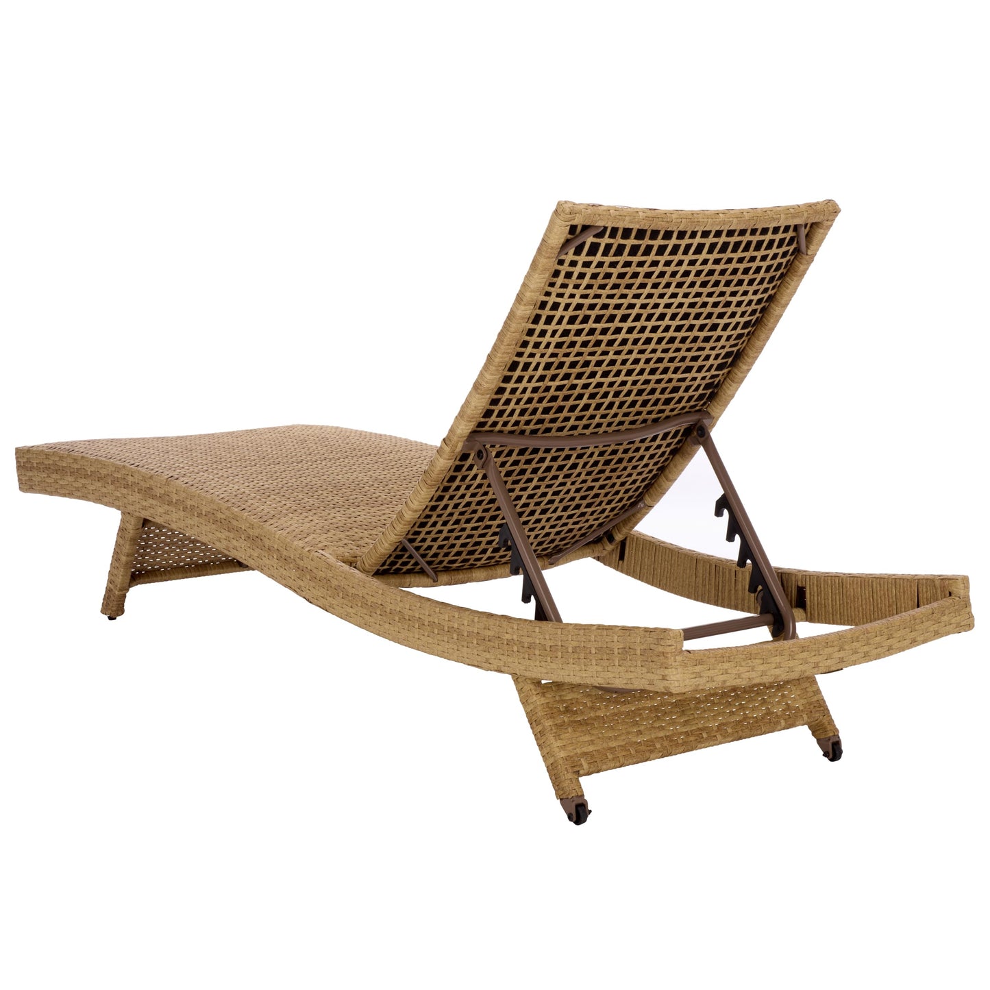 SAFAVIEH Outdoor Patio Furniture Collection – Alex Natural & Taupe Quick Dry Foam Lounger, Adjustable Outdoor Chaise, Modern Curved Design (PAT7545A)