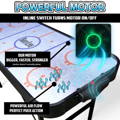 PartyLife 54" Air Hockey Table w/Folding Steel Legs - Powerful Motor, Smooth Surface, Very Sturdy - Perfect for Kids and Adults, Game Rooms & Home Arcade!