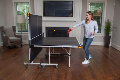 JOOLA Rally TL Professional MDF Indoor Ping Pong Table w/Quick Clamp Table Tennis Net & Post Set - 10 Minute Easy Assembly - Corner Ball Holders - Tournament Quality - Includes Playback Mode