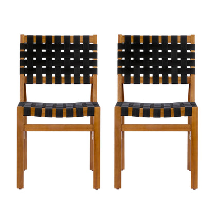 Christopher Knight Home Balew Acacia Wood Patio Dining Set for 4, Solid Wood Outdoor Dining Table Set for 4, 5 Piece Outdoor Dining Set with Rectangular Table and Woven Rope Accents, Teak+Black