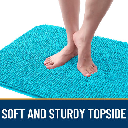 OLANLY Dog Door Mat - Absorbent Non-Slip Chenille Mat for Muddy Paws | 59x20 Inches, Aqua Blue