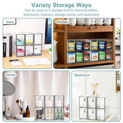 6 Tea Bag Organizer and Storage, Acrylic Tea Bag Holder Organizer, Plastic Tea Drawer Container for Cabinet