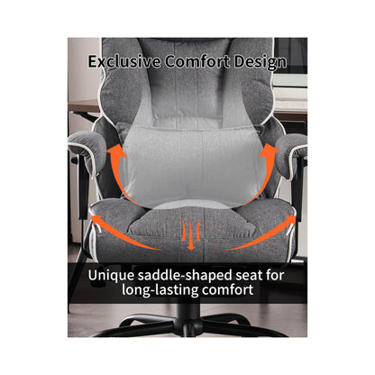 Efomao Fabric Office Chair, Big and Tall Office Chair 400 lb Weight Capacity, High Back Executive Office Chair with Foot Rest, Ergonomic Office Chair for Back Pain Relief, Gray